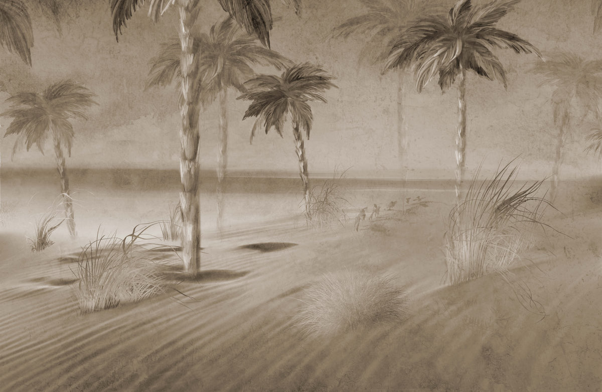 Vintage Palm Mural – Beige